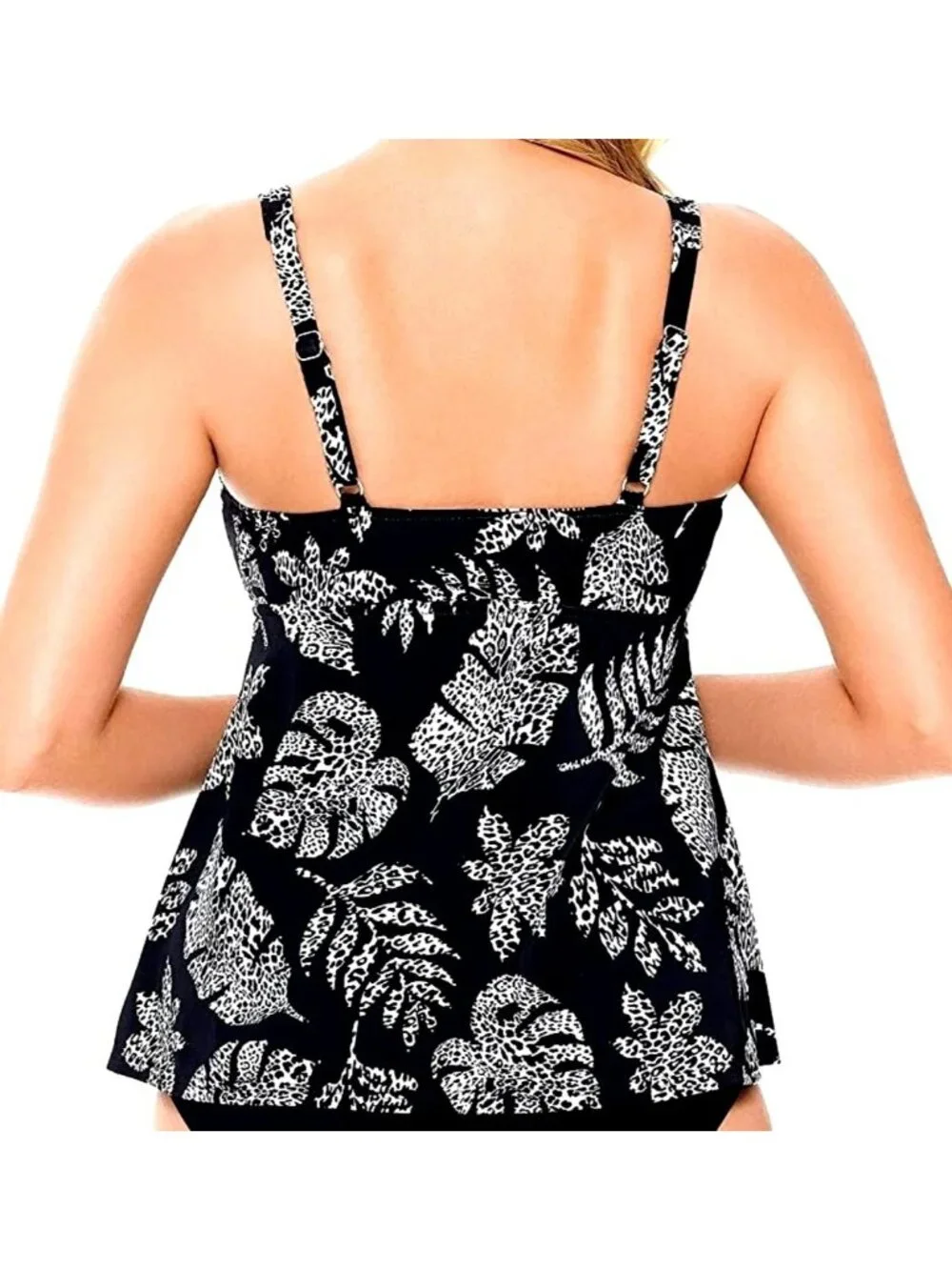 Swim Solutions 8 Bikini Top Bathing Suit Spotted Leaf Underwire Tankini Swimwear